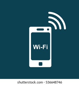 mobile wi-fi icon on blue background