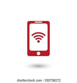 mobile wi-fi - red vector  icon with shadow