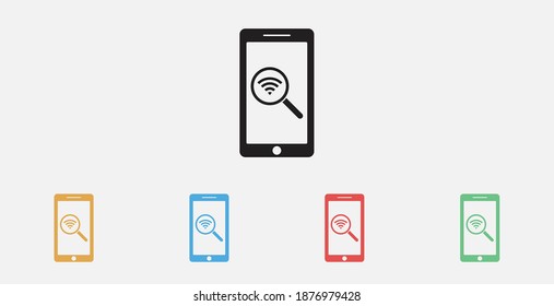 Symbol für die mobile WiFi-Suche. Vektorgrafik-Symbol. Telefon-WIFI-Symbol. Set von bunten Design-Symbolen