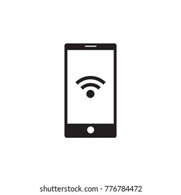 Mobile with WiFi sign, flat concept. Vector.