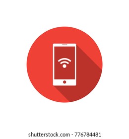 Mobile with WiFi sign. Flat icon. Vector. Illustration. Isolate on white background.