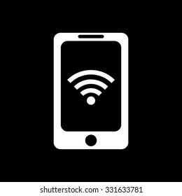 mobile wi-fi - white vector icon
