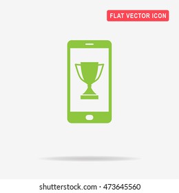 Mobile winner cup icon. Vector concept illustration for design.