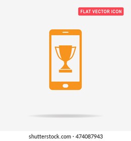 Mobile winner cup icon. Vector concept illustration for design.