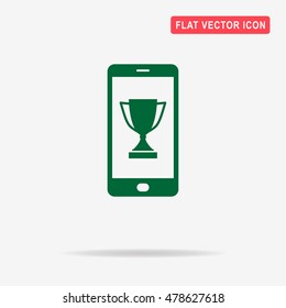 Mobile winner cup icon. Vector concept illustration for design.