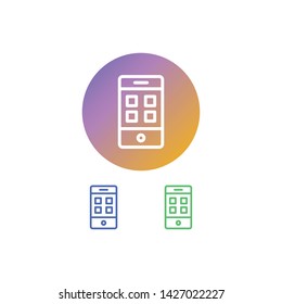Mobile Wire frame Vector Illustration, outline sign with colorful gradient