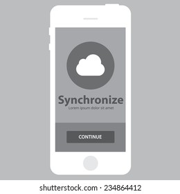 Mobile wireframe app screen. Synchronize screen which can be used as a mockup for your mobile application.