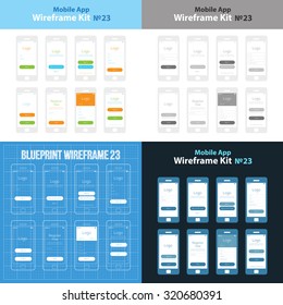 Mobile Wireframe App Ui Kit 23. Choose your name screen, sign in screen, social sign up screen, mobile activation screen, confirmation email screen, social sign in screen, sign up with email screen.
