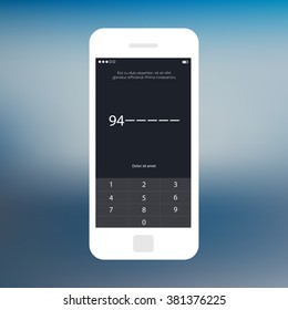 Mobile wireframe app ui kit. Number security screen. 