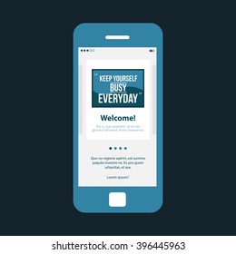 Mobile wireframe app ui kit. Information slide screen.