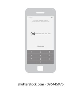 Mobile wireframe app ui kit. Number security screen.