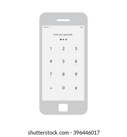 Mobile wireframe app ui kit. Enter passcode screen.