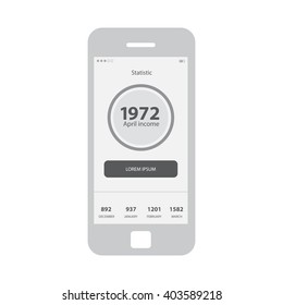 Mobile wireframe app ui kit. Finance statistic screen.