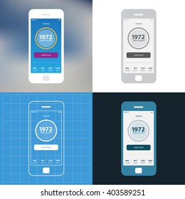 Mobile wireframe app ui kit. Finance statistic screen.