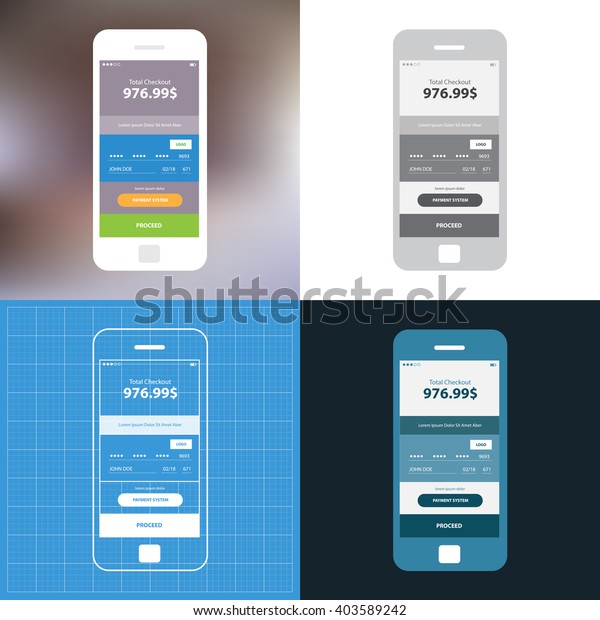 Mobile Wireframe App Ui Kit Credit Stock Vector (Royalty Free) 403589242