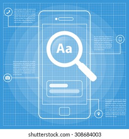 Mobile Wireframe Blueprint App UI Kit Screen. Search screen, which can be used in your design.