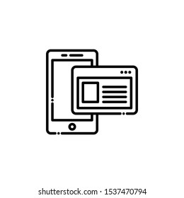 Mobile Wireframe Outline Icon. SEO & WEB Illustration Style.