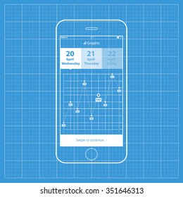 Mobile wireframe ui kit. Graphic statistics screen