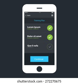 Mobile wireframe ui kit. Training plan screen