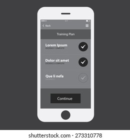 Mobile wireframe ui kit. Training plan screen