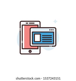 Mobile Wireframe vector illustration. Outline filled Seo & Web icons.