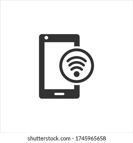 Mobile wireless internet connection vector icon on white background