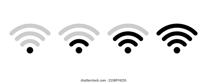 Indicador de intensidad de señal inalámbrica móvil, icono de conexión Wi-Fi, signo negro, símbolo de vector de señal wi-fi