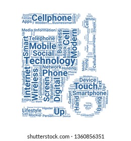 mobile word cloud. tag cloud about mobile.