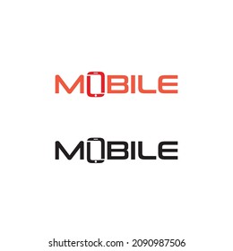 mobile wordmark logo vector free stock
