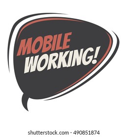 mobile working retro cartoon balloon
