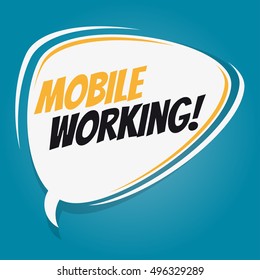 mobile working retro cartoon balloon