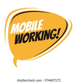 mobile working retro cartoon balloon