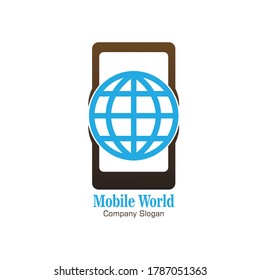 Mobile world logo design with globe