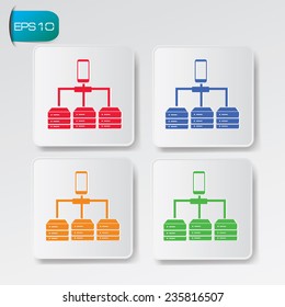 Mobile,Database icon on buttons,clean vector