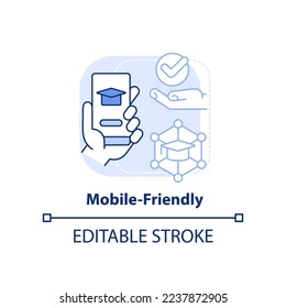Mobile-friendly light blue concept icon. Microlearning feature abstract idea thin line illustration. E-learning software. Isolated outline drawing. Editable stroke. Arial, Myriad Pro-Bold fonts used