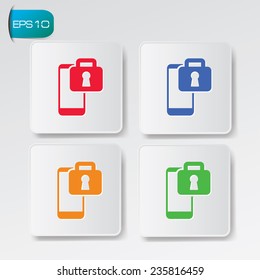 Mobile,Locked icon on buttons,clean vector