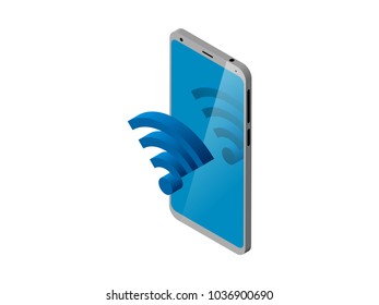 MobileSmart phone and wireless technology. Wireless concept. Vector illustration