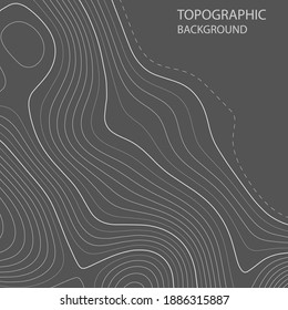 MobileTopographic map. Gray outlines on a dark background. Contour abstract background. Vector illustration.
