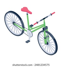 Mobility and Cycle Rides Isometric Icons 
