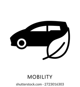 Mobility Glyph Icon Mini-Illustration, für moderne Konzeption, Print, UI, UX-Kit, Web und App-Entwicklung. Vektor im Zusammenhang mit grüner Technologie und mehr