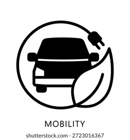 Mobility Glyph Icon Mini Illustration, Use For Modern Concept, Print, Ui, Ux Kit, Web And App Development. Vector Related To Green Technology And More