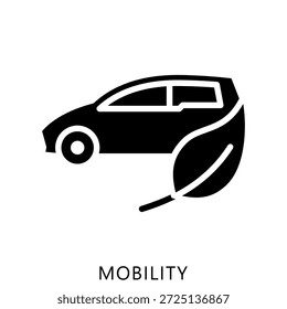 Mobility Glyph Icon Mini Illustration, Use For Modern Concept, Print, Ui, Ux Kit, Web And App Development. Vector Related To Green Technology And More