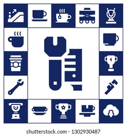  mobility icon set. 17 filled mobility icons.  Simple modern icons about  - Escalator, Coffee cup, Wrench, Cup, Walker, Antenna, Cloud download