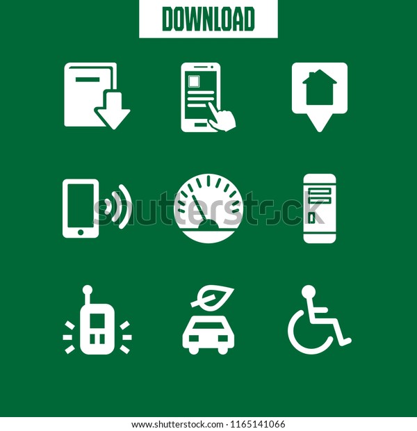 mobility\
icon. This set with wheelchair, smartphone app, speedometer and\
wifi on phone vector icons for mobile and\
web