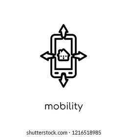 Mobility icon. Trendy modern flat linear vector Mobility icon on white background from thin line smart home collection, editable outline stroke vector illustration