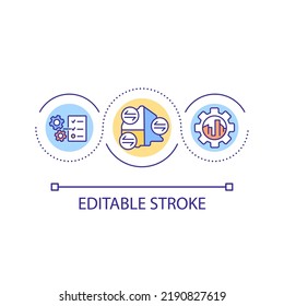 Mobility policies and regulations loop concept icon. Services adoption. Maas introduction component abstract idea thin line illustration. Isolated outline drawing. Editable stroke. Arial font used
