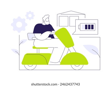 Mobility scooter abstract concept vector illustration. Disabled man riding modern electric scooter, ecology care, sustainable urban transportation, personal transport abstract metaphor.