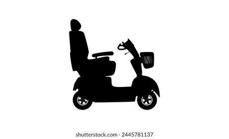 mobility scooter, black isolated silhouette