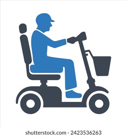 Mobility scooter icon. Fast shipping delivery truck icon