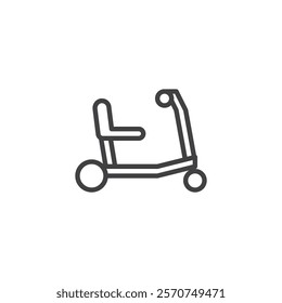 Mobility Scooter line icon. linear style sign for mobile concept and web design. Scooter for disabled user outline vector icon. Symbol, logo illustration. Vector graphics